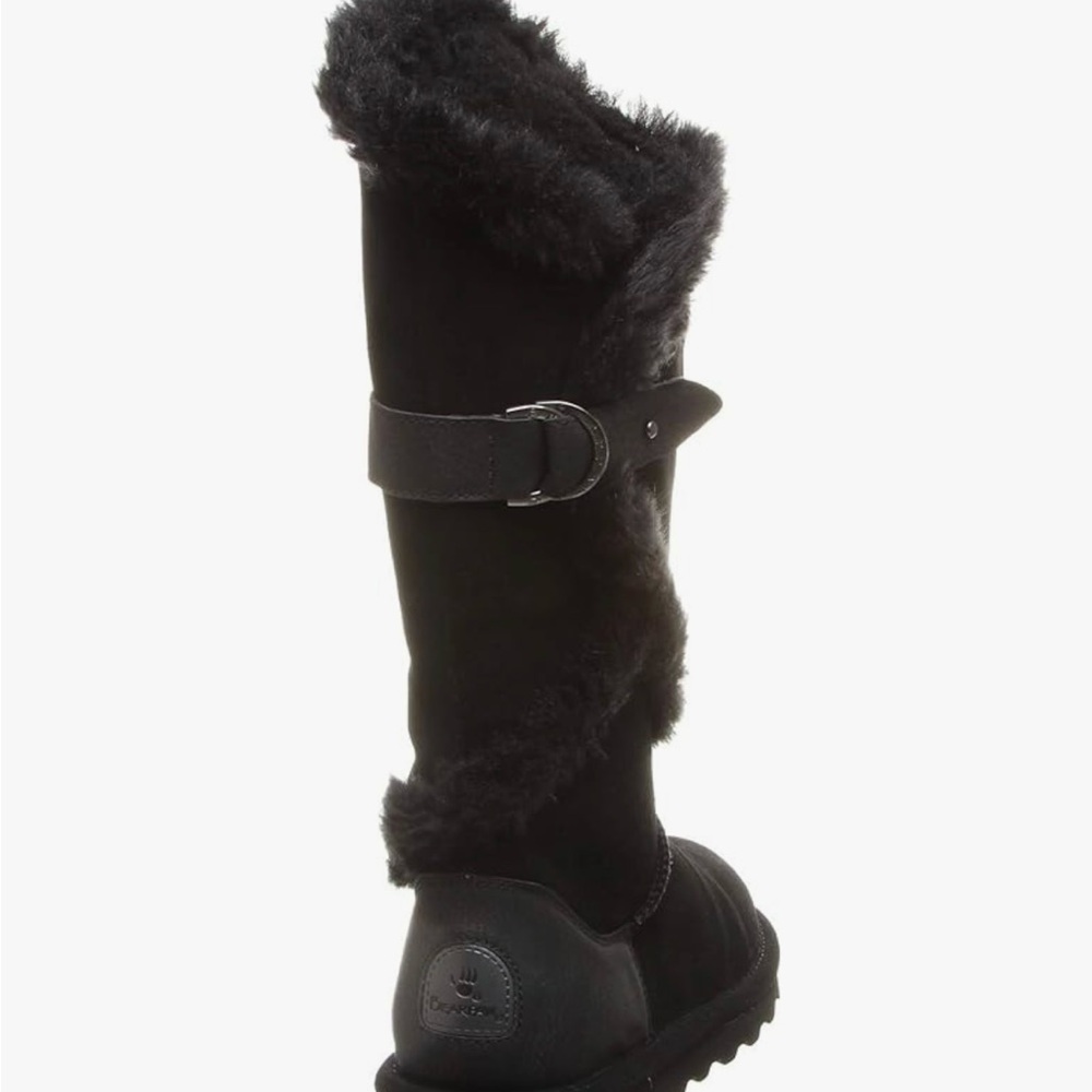 BearPaw Black Faux Fur Mid-Calf Winter Boots with Buckle Detail - Picture 3 of 7